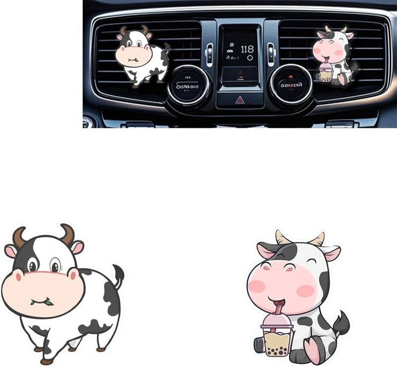 Cinpudo Cute Cow Air Freshener Clips,Car Vent Clip,Car Vent Decoration Accessories,Car Air Conditioner Clip,Automotive Interior Decoration Gifts for Men/Women - Image 1